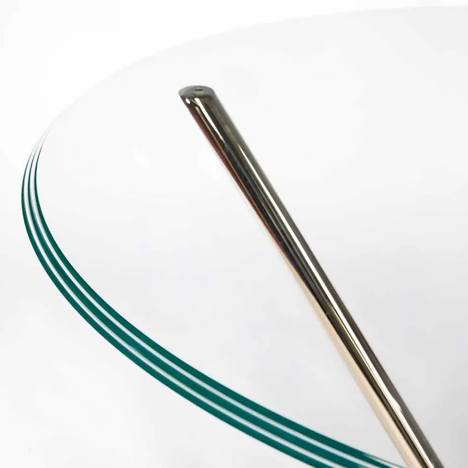 Tavolo rotondo moderno con piano in vetro e base in marmo Adele Viadurini