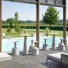 Tavolo rotondo polietilene Slide Hoplà(H110) top in hpl made in Italy Viadurini