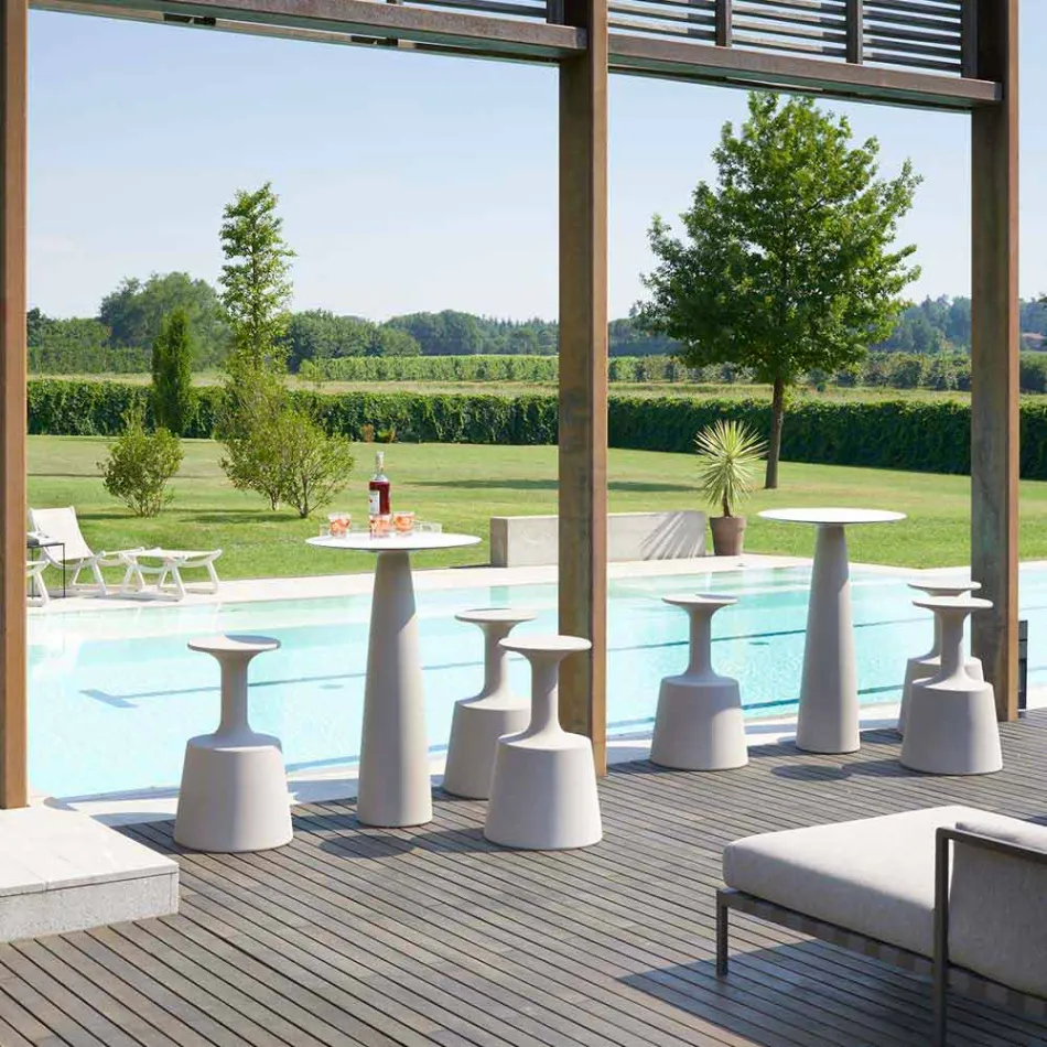 Tavolo rotondo polietilene Slide Hoplà(H110) top in hpl made in Italy Viadurini