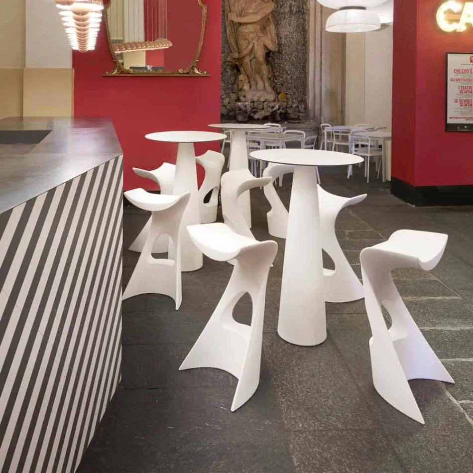 Tavolo rotondo polietilene Slide Hoplà(H110) top in hpl made in Italy Viadurini