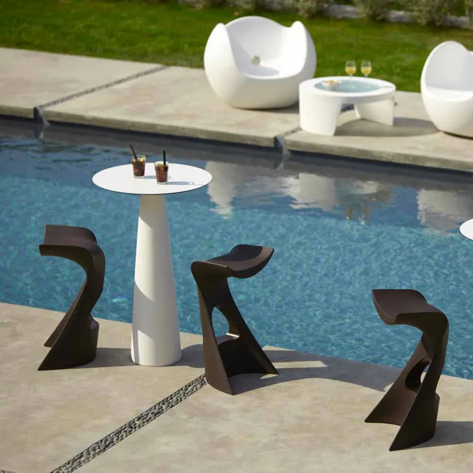 Tavolo rotondo polietilene Slide Hoplà(H110) top in hpl made in Italy Viadurini