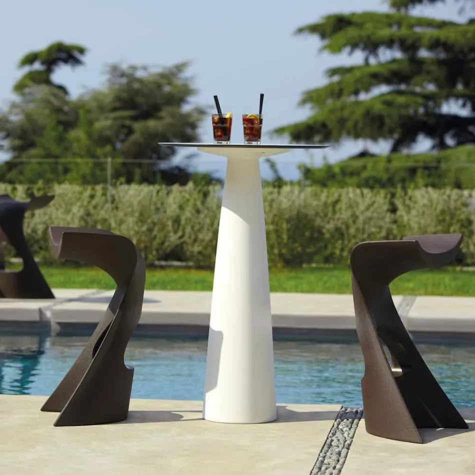 Tavolo rotondo polietilene Slide Hoplà(H110) top in hpl made in Italy Viadurini