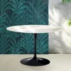 Tavolo Rotondo Tulip Saarinen H 74 cm in Ceramica Florim Calacatta Gold Lucido - Scarlet Viadurini