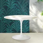 Tavolo Rotondo Tulip Saarinen H 74 cm in Ceramica Florim Calacatta Gold Lucido - Scarlet Viadurini