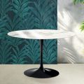 Tavolo Rotondo Tulip Saarinen H 74 cm in Ceramica Florim Statuario Lucido - Scarlet