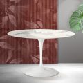 Tavolo Rotondo Tulip Saarinen H 74 cm in Ceramica Florim Statuario Opaco - Scarlet