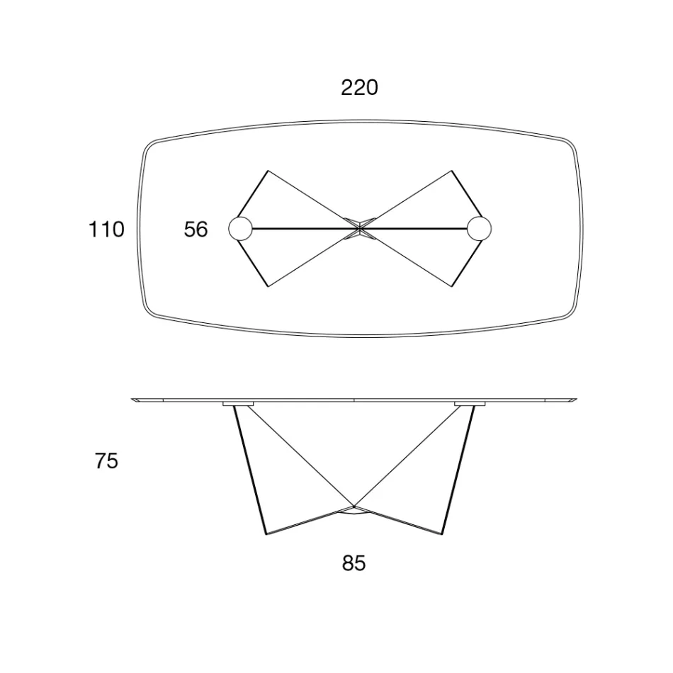 Tavolo Sala da Pranzo Piano in Ceramica Opaca e Gambe in Metallo - Monacco Viadurini