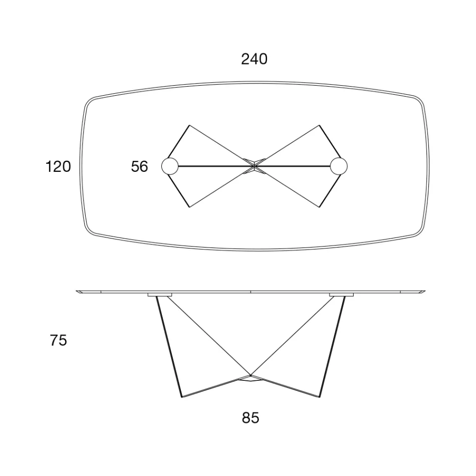 Tavolo Sala da Pranzo Piano in Ceramica Opaca e Gambe in Metallo - Monacco Viadurini