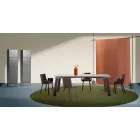 Tavolo Soggiorno Moderno in Acciaio con Piano in Marmo di Design - Aronte Viadurini