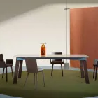 Tavolo Soggiorno Moderno in Acciaio con Piano in Marmo di Design - Aronte Viadurini