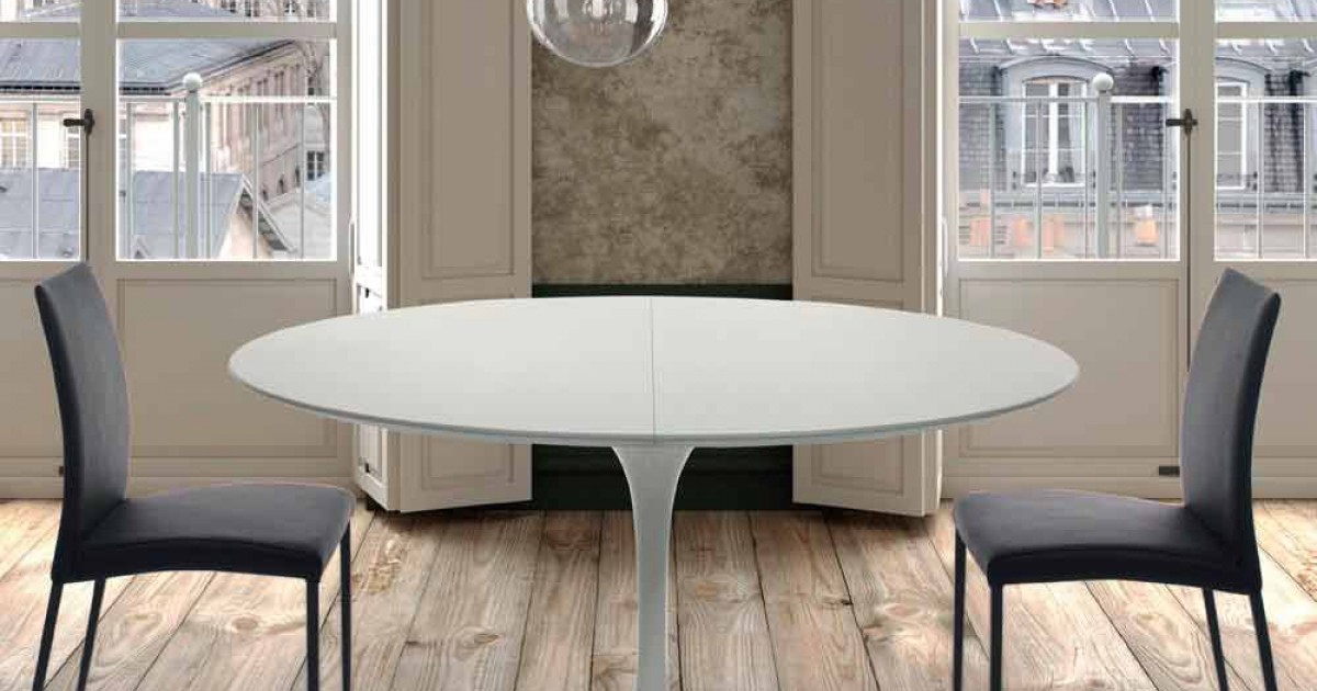 Tavolo Tondo Allungabile in Laminato e Alluminio Made in Italy