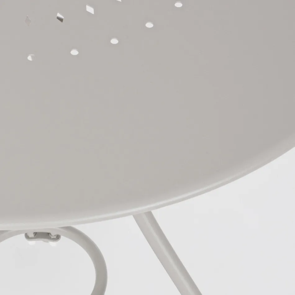 Tavolo Tondo da Giardino Stile Shabby Chich in Acciaio Verniciato - Incanto Viadurini