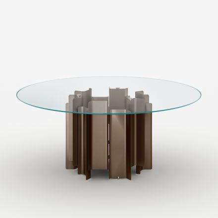 Tavolo Tondo da Pranzo in Vetro Extrachiaro di Design Made in Italy - Duna Viadurini