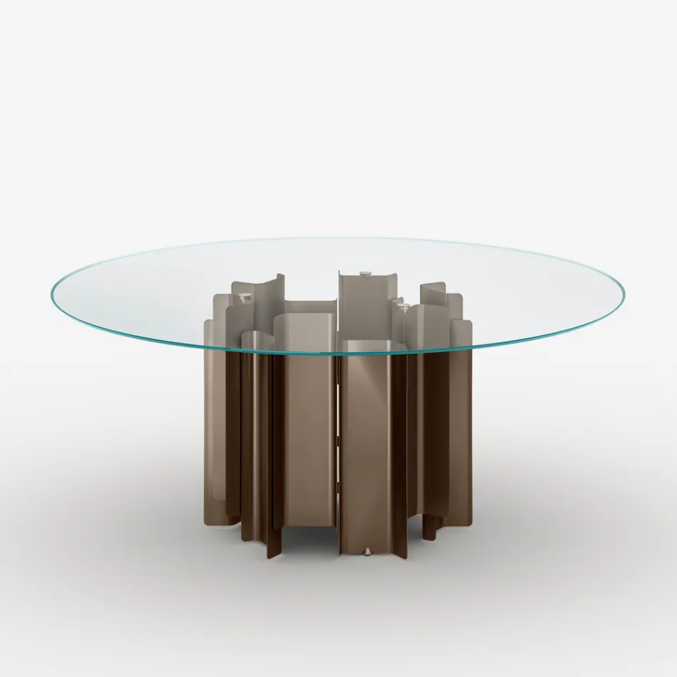 Tavolo Tondo da Pranzo in Vetro Extrachiaro di Design Made in Italy - Duna Viadurini