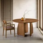 Tavolo Tondo da Sei Persone in Mdf in Tre Colori con Gambe Curve - Argo Viadurini