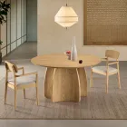 Tavolo Tondo da Sei Persone in Mdf in Tre Colori con Gambe Curve - Argo Viadurini