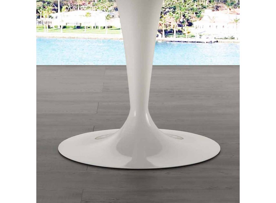 Tavolo tondo diametro 120 cm con piano in marmo carrara bianco Rimini Viadurini