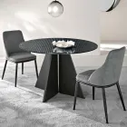 Tavolo Tondo in Vetro Rigato Retroargentato in Due Misure Made in Italy - Armon Viadurini
