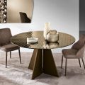 Tavolo Tondo in Vetro Rigato Retroargentato in Due Misure Made in Italy - Armon