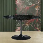 Tavolo Tulip Eero Saarine H 73 con Piano Rotondo in Marmo Verde Alpi Viadurini