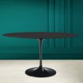 Tavolo Tulip Eero Saarinen H 74 Ovale in Ceramica Nero Soft Made in Italy - Scarlet