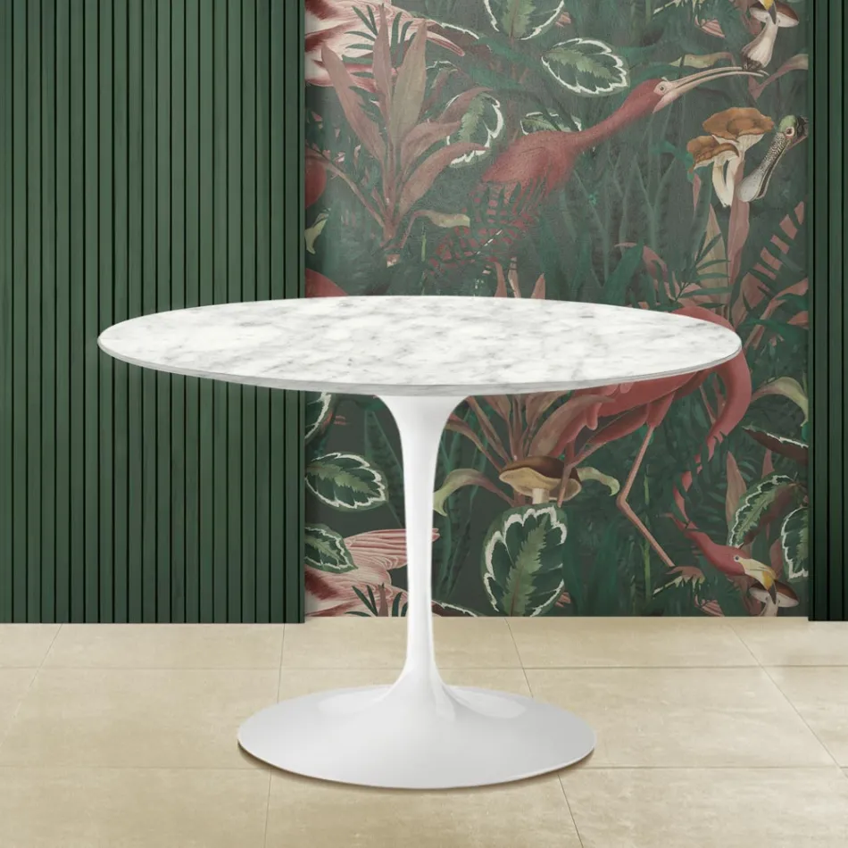 Tavolo Tulip Eero Saarinen H 73 con Piano in Marmo di Carrara Made in Italy - Scarlet Viadurini
