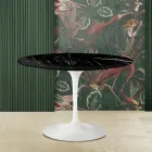 Tavolo Tulip Eero Saarinen H 73 con Piano in Marmo Nero Marquinia Made in Italy - Scarlet Viadurini