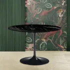 Tavolo Tulip Eero Saarinen H 73 con Piano in Marmo Nero Marquinia Made in Italy - Scarlet Viadurini