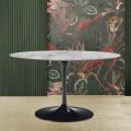 Tavolo Tulip Eero Saarinen H 74 con Piano Ovale in Marmo Arabescato Made in Italy - Scarlet