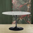 Tavolo Tulip Eero Saarinen H 73 con Piano Rotondo in Marmo di Carrara Statuarietto Viadurini