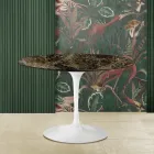 Tavolo Tulip Eero Saarinen H 73 con Piano Rotondo in Marmo Emperador Dark Viadurini