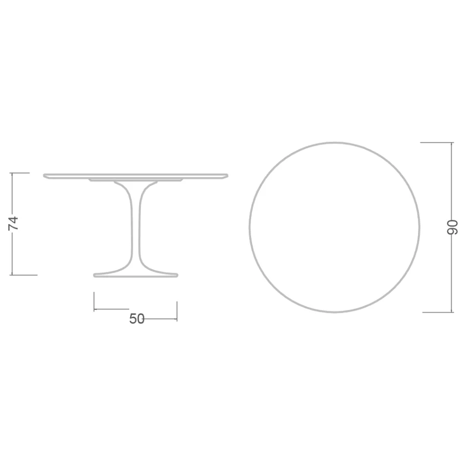 Tavolo Tulip Eero Saarinen H 73 in Ceramica Entzo Made in Italy - Scarlet Viadurini