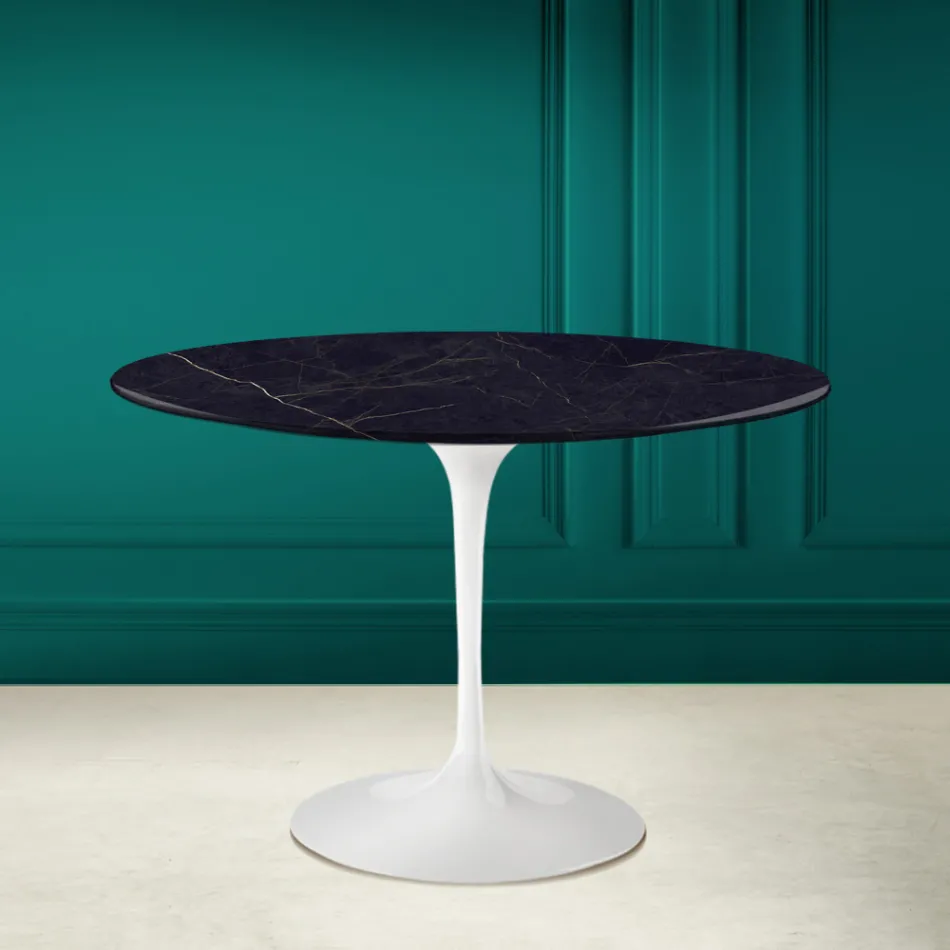 Tavolo Tulip Eero Saarinen H 73 in Ceramica Noir Laurent Made in Italy - Scarlet Viadurini