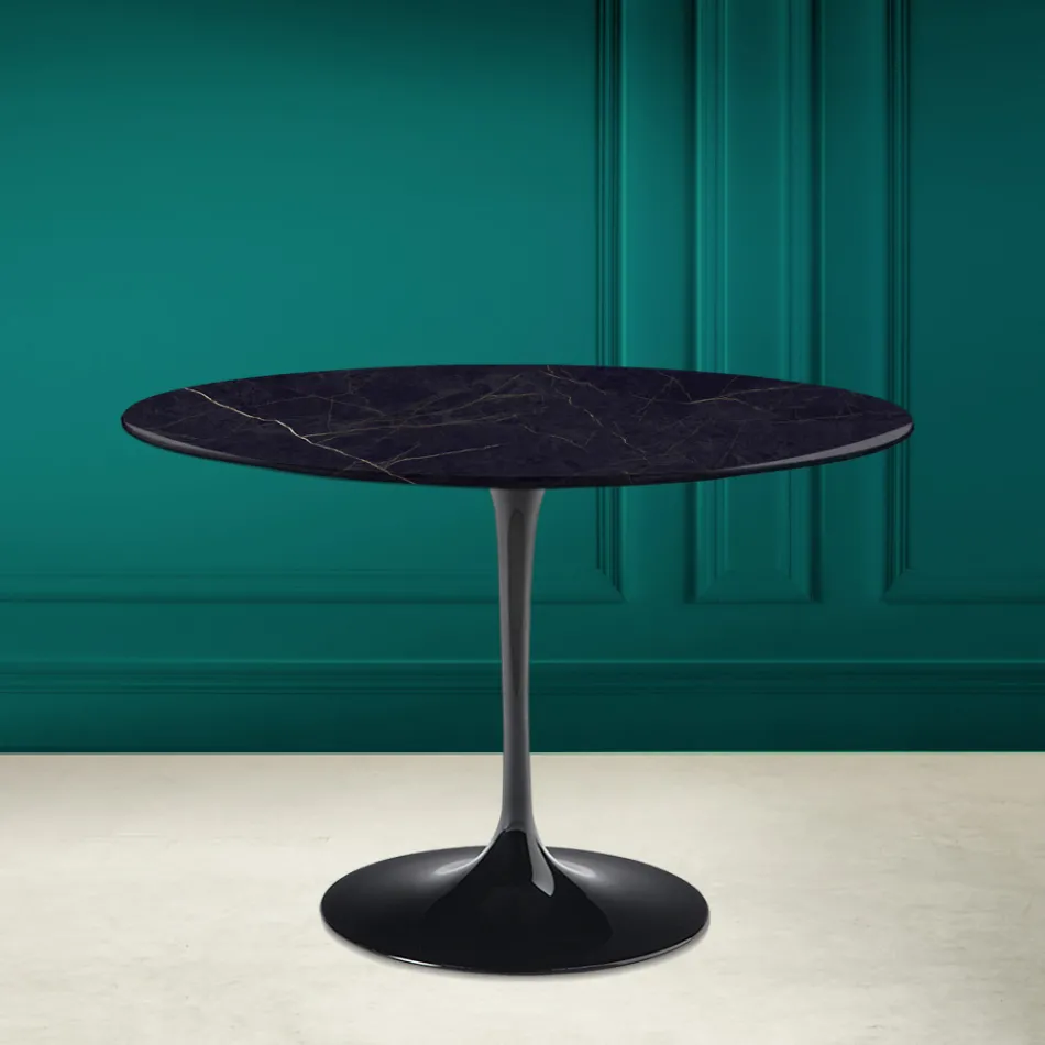 Tavolo Tulip Eero Saarinen H 73 in Ceramica Noir Laurent Made in Italy - Scarlet Viadurini