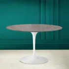 Tavolo Tulip Eero Saarinen H 73 in Ceramica Pietra Grey Made in Italy - Scarlet Viadurini