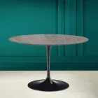 Tavolo Tulip Eero Saarinen H 73 in Ceramica Pietra Grey Made in Italy - Scarlet Viadurini