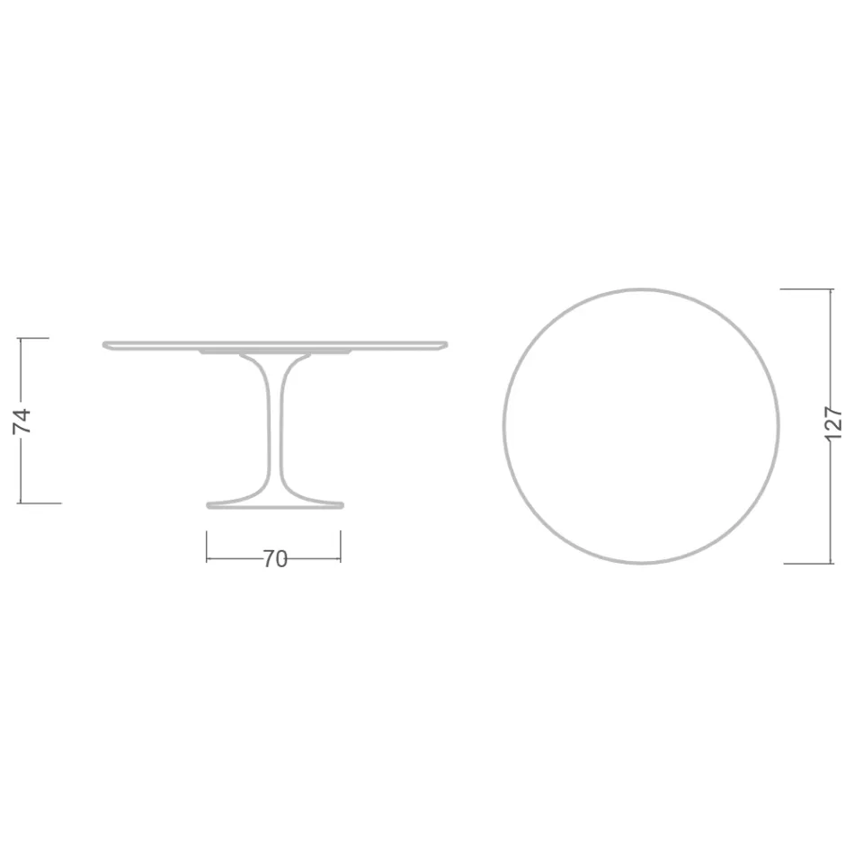 Tavolo Tulip Eero Saarinen H 73 in Ceramica Rem Made in Italy - Scarlet Viadurini