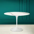 Tavolo Tulip Eero Saarinen H 73 in Ceramica Statuario Full Vein Made in Italy - Scarlet Viadurini