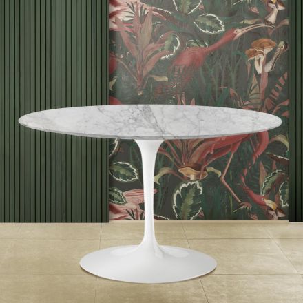 Tavolo Tulip Eero Saarinen H 73 in Marmo Arabescato Realizzato in Italia Viadurini
