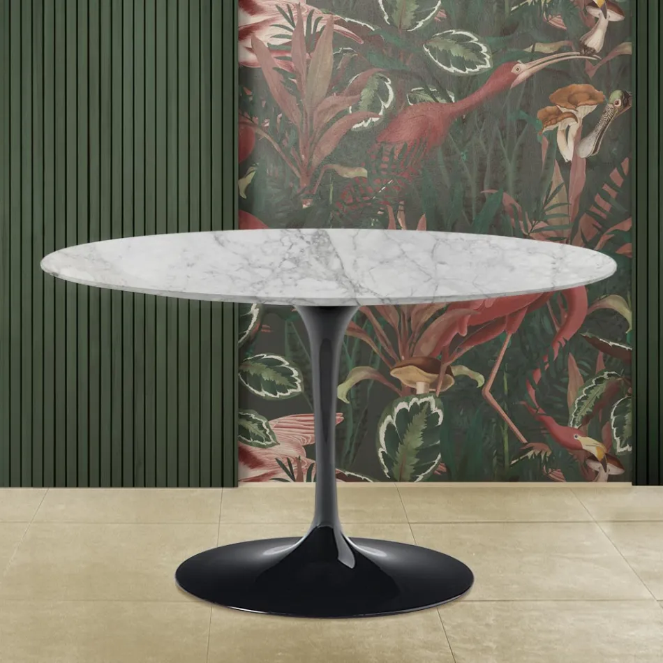 Tavolo Tulip Eero Saarinen H 73 in Marmo Arabescato Realizzato in Italia Viadurini
