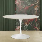 Tavolo Tulip Eero Saarinen H 73 in Marmo Caracatta Oro Realizzato in Italia Viadurini