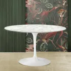 Tavolo Tulip Eero Saarinen H 73 in Marmo di Carrara Realizzato in Italia Viadurini