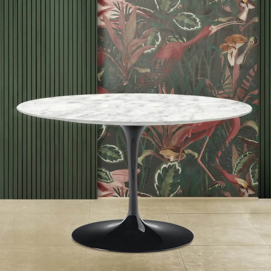 Tavolo Tulip Eero Saarinen H 73 in Marmo di Carrara Realizzato in Italia Viadurini