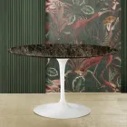 Tavolo Tulip Eero Saarinen H 73 in Marmo Emperador Dark Realizzato in Italia Viadurini