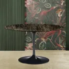 Tavolo Tulip Eero Saarinen H 73 in Marmo Emperador Dark Realizzato in Italia Viadurini