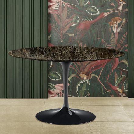 Tavolo Tulip Eero Saarinen H 73 in Marmo Emperador Dark Realizzato in Italia Viadurini