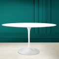 Tavolo Tulip Eero Saarinen H 74 Ovale in Ceramica Bianco Assoluto Made in Italy - Scarlet