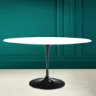 Tavolo Tulip Eero Saarinen H 73 Ovale in Ceramica Bianco Assoluto Made in Italy - Scarlet Viadurini