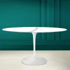 Tavolo Tulip Eero Saarinen H 73 Ovale in Ceramica Calacatta Michelangelo Viadurini