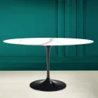 Tavolo Tulip Eero Saarinen H 73 Ovale in Ceramica Calacatta Michelangelo Viadurini
